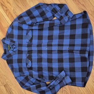 Hazel Creek Blue and Black Plaid Men's Flannel Shirt Sz 2X Exc Condition